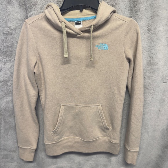 The North Face Tops - The‎ North Face Hoodie Pullover Womens XS Tan Light Blue Gorpcore Outdoors